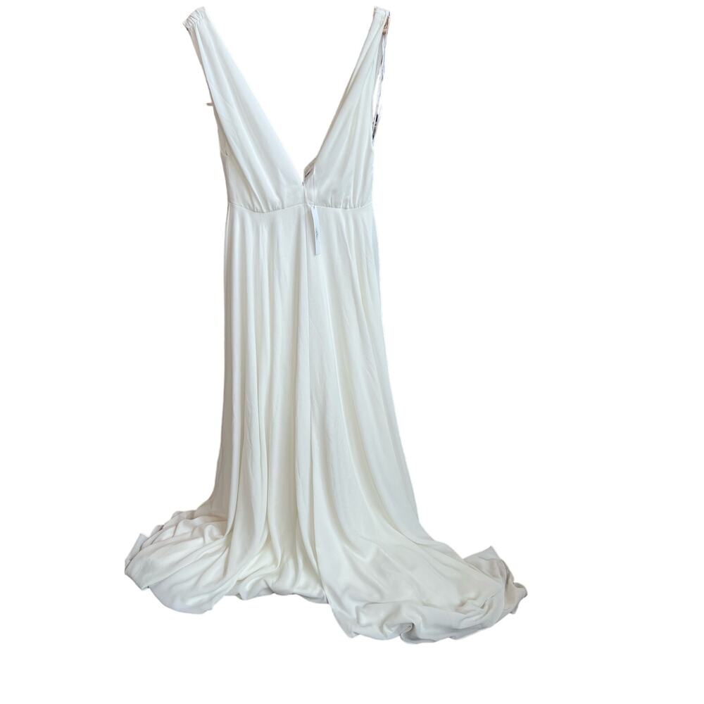 JOANNA AUGUST White NICO Plunging V-Neck A-Line Goddess Bridal Gown Size 8 NWT! - Picture 7 of 13